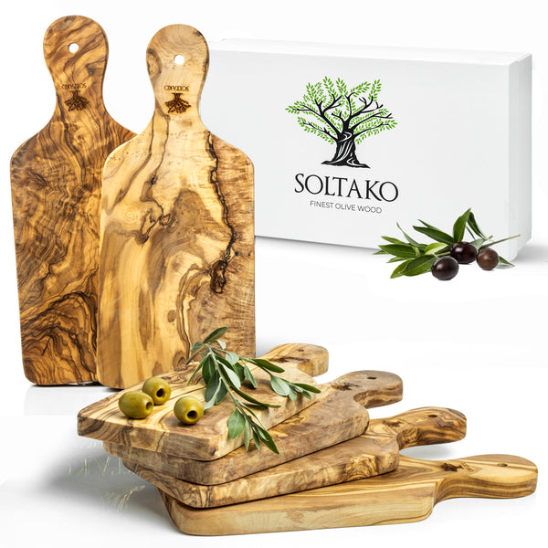 Olivenholz Frühstücksbrettchen 6er Set, Olivenholzbrett, Schneidebrett aus  Olivenholz – Soltako