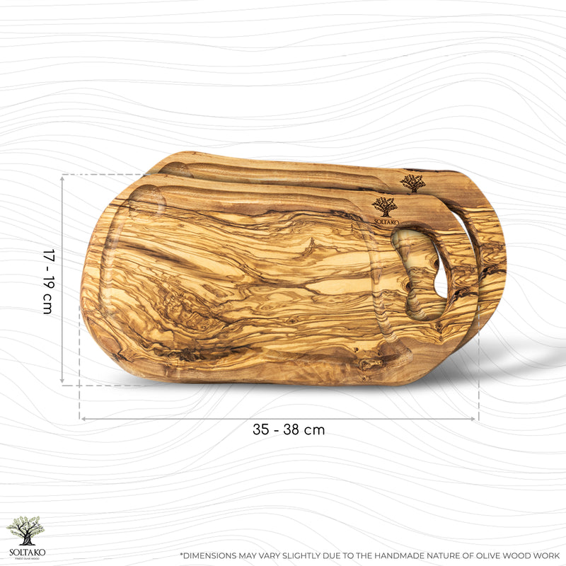 Cutting board with juice groove and handle Set of 2 "CARTHAGE