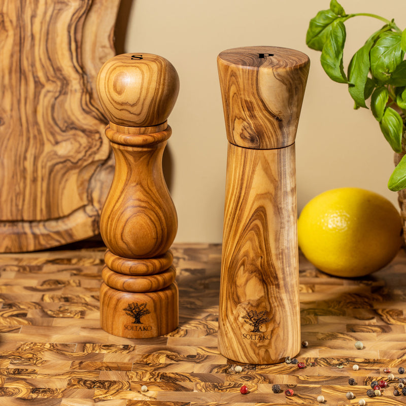 Olivenholz Salz- und Pfeffermühlen Set "Fleur De Sel"