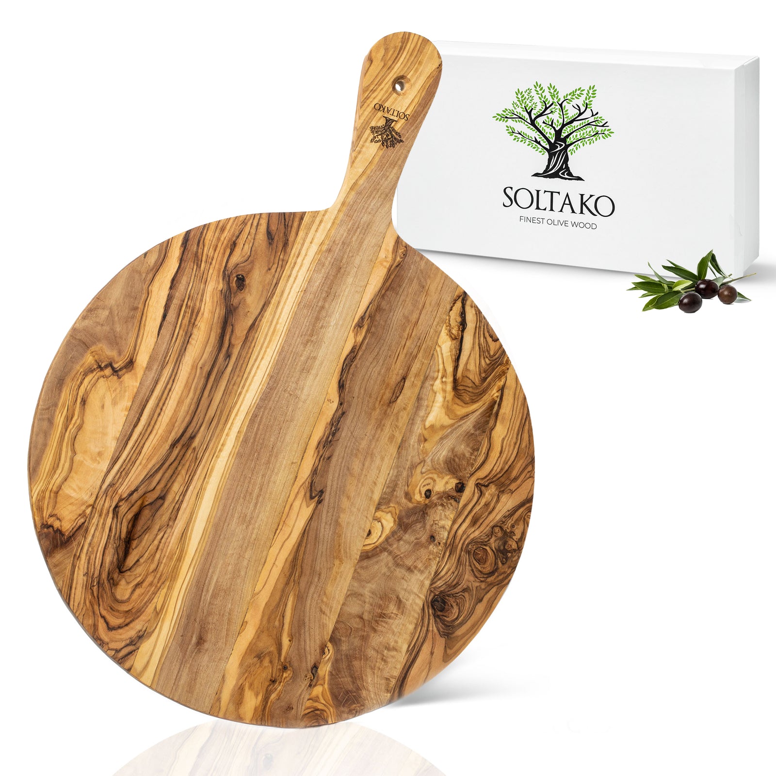 Eli Pizza Board Aus Holz - Servierbrett 42x32cm Für Pizza & Antipasti