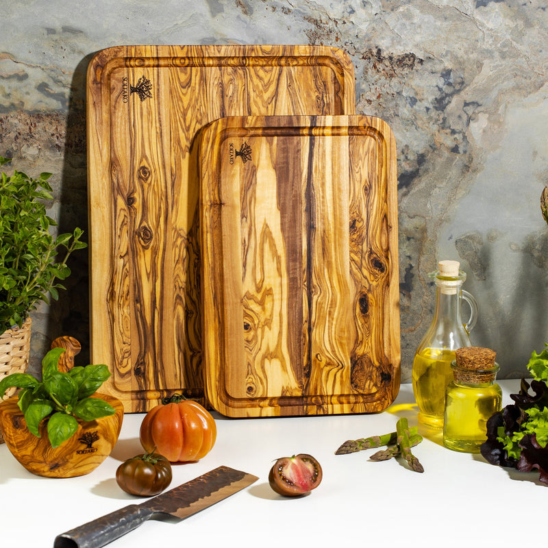 Solid Cutting board with juice Groove "The Wood Master" set of 2