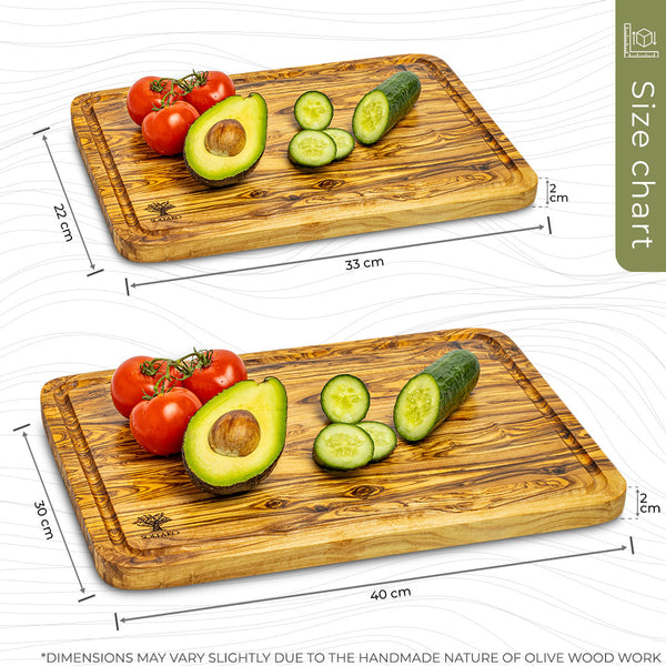 Rectangle cutting board with juice groove Set of 2 "The Wood Master