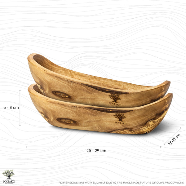 Holzschale länglich in M 2er Set "Le Boulanger"