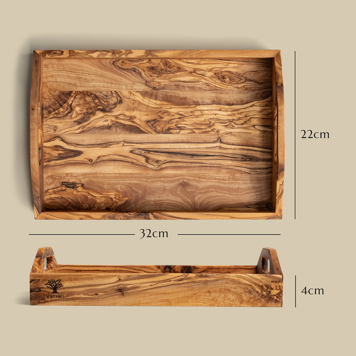 Olive Wood Tray Bonjour