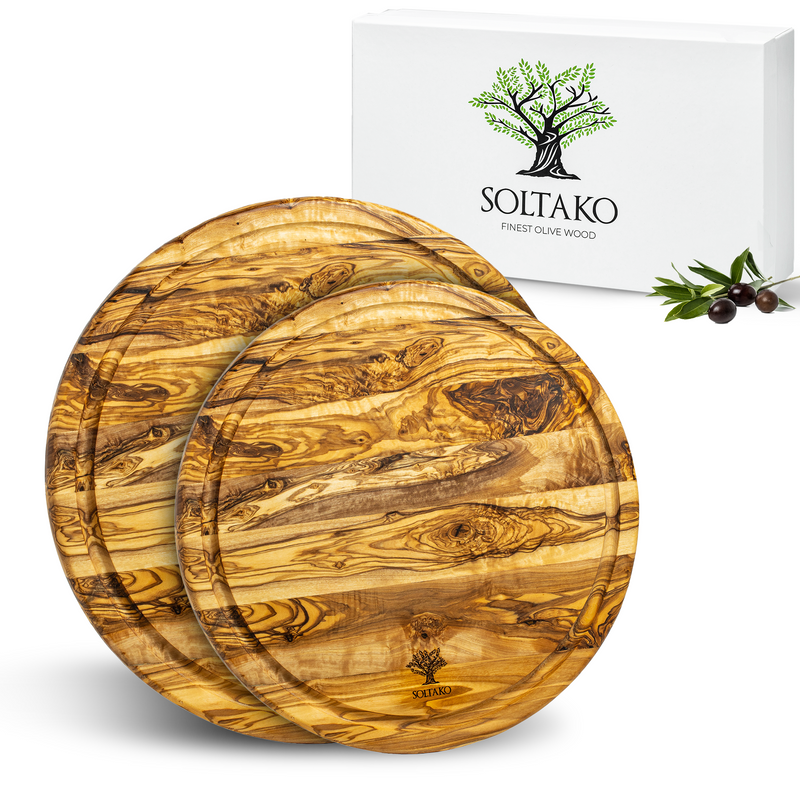 Round cutting board with juice groove "THE RIESENRAD