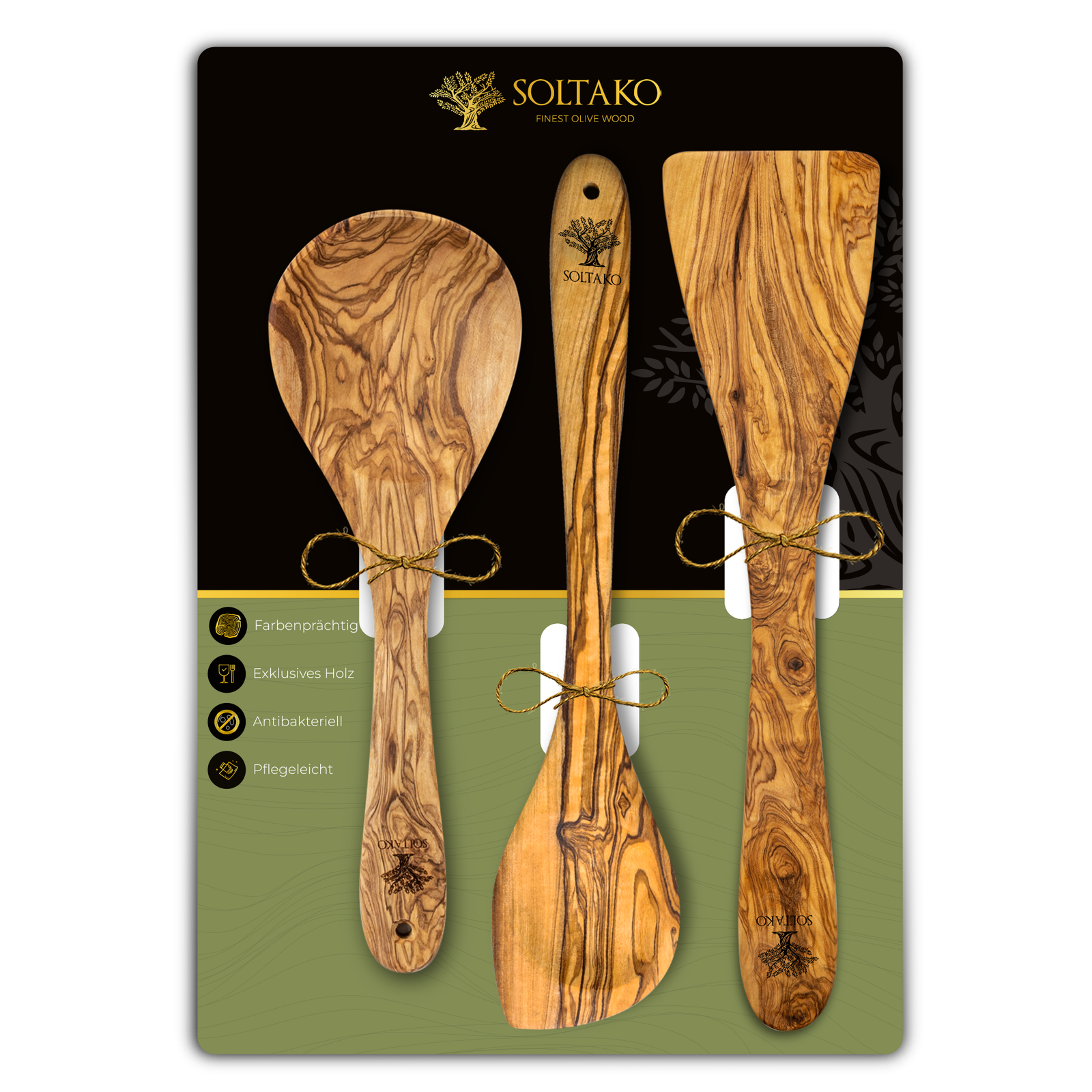 Utensilien Set Kochlöffel + Gemüselöffel + Pfannenwender online kaufen SOLTAKO – Soltako