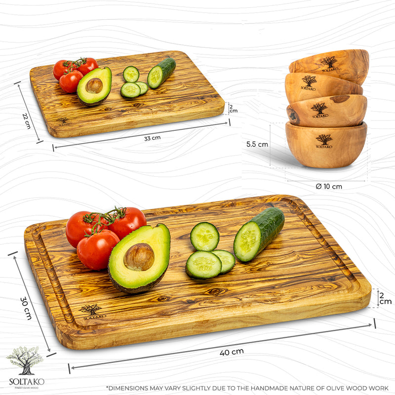 Bundle Wood Master 40cm + Wood Master 33cm ohne Saftrille + Hummus Lover 4er Set