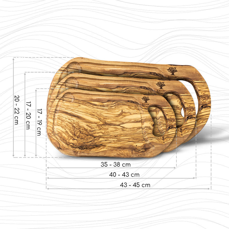 Cutting board with juice groove and handle Set of 3 "CARTHAGE